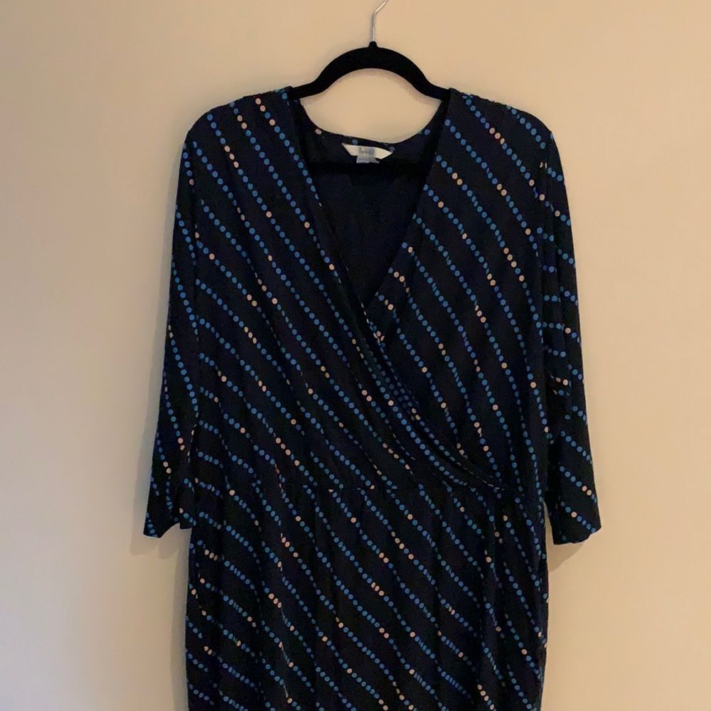 Boden Cressida Modal Jersey Polka Dot Dress Blue US 16L / UK 20L EUC